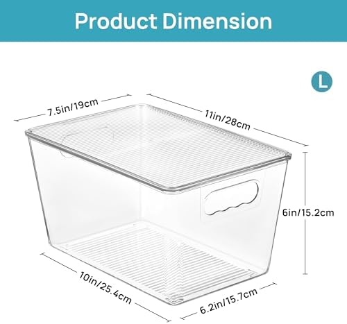 Vtopmart 4 Pack Clear Stackable Storage Bins with Lids and Handles, Large - Image 2
