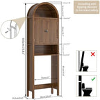 Arched Over The Toilet Storage Cabinet with Fluted Doors, Bathroom Shelf - Image 2