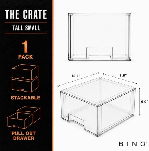 BINO | Stackable Storage Drawers, Tall Small - Clear | THE CRATE COLLECTION | Storage Bins With Drawers Bathroom Organizers and Storage Organization and Storage Under Sink Organizer Vanity Cabinet - Image 2