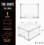 BINO | Stackable Storage Drawers, Tall Small - Clear | THE CRATE COLLECTION | Storage Bins With Drawers Bathroom Organizers and Storage Organization and Storage Under Sink Organizer Vanity Cabinet - Image 2
