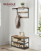 VASAGLE 3-Tier Shoe Rack, Storage Bench with Metal Mesh Shelves and Seat - Image 2