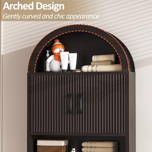 Spurgehom Arch Over The Toilet Storage Cabinet,Bathroom Organizer, Coffee - Image 5