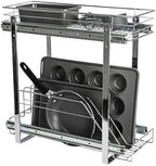 Household Essentials Glidez Multipurpose Chrome-Plated Steel Pull-Out/Slide-Out Dual-Sliding Storage Organizer for Cookware and Bakeware - 2-Tier Design - Fits Standard Size Cabinet or Shelf, Chrome by HouseholdEssentials
