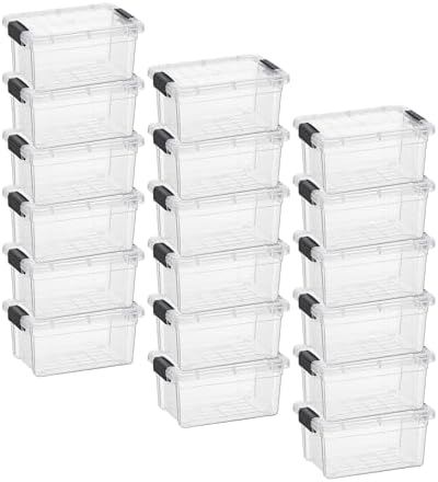 Superio 1.85 Quart Clear Plastic Storage Boxes with Lids, Stackable Organizer Containers, BPA-Free Storage Bins for Home, Office, School & Dorm, 18 Pack by Superio