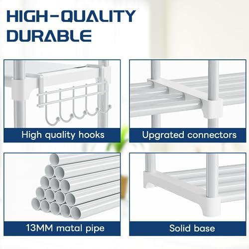 Mavivegue 10 Tiers Shoe Rack, Large Storage Space, 55-60 Pairs, White, Polypropylene - Image 6