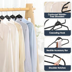 Velvet Stackable Hangers 50 Pack Space Saving Cascading Hook Black - Image 5