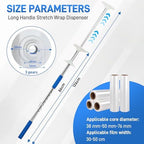 10-Pack Long Handle Stretch wrap Dispenser - 48 Inch Shrink wrap Pole Heavy Duty Stretch Film Dispenser Pole Holder - Fits 12" to 24" Rolls with 2" to 3" Core -Wrapping Pole for Shrink wrap - Image 2