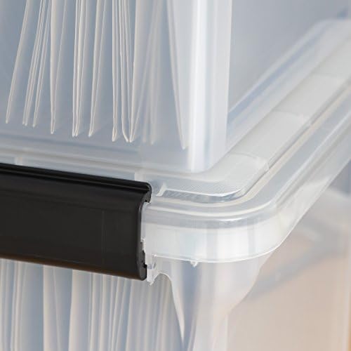 IRIS USA WeatherPro Storage File Box, 32 Qt. 6-Pack, Clear/Black - Image 7