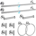 TQKAG Brushed Nickel Bathroom Hardware Accessories Set - 10-Piece Premium SUS304 Stainless Steel Towel Bar Holder Set with 23.6 Inch Round Towel Racks for Wall Mounted Bathroom by TQKAG