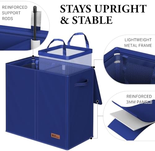 Simple Houseware Double Laundry Hamper with Lid & Removable Bags, Dark Blue - Image 3