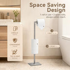 Freestanding Bathroom Tissue Stand with 180° Rotating Arm, 3-Roll Metal Holder, Rustproof Brushed Nickel - Image 3