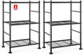 Sakugi 2-Pack Storage Shelves - 3-Tier Metal Wire Shelf Organizer, Slim Shelf Rack with Adjustable Feet for Laundry Room, Kitchen, Garage Organization, 18.2" x 12.3" x 30.4", Black by Sakugi