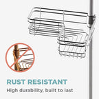 Zenna Home Tension Pole Shower Caddy Corner Organizer, Adjustable Standing Shower Caddy with 4 L-shaped Baskets and Hooks, Rust Resistant Bathroom Tension Rod Organizer, 60 to 97 Inch, Satin Nickel - Image 5