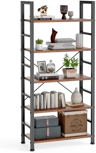 DUMOS 5 Tiers Bookshelf, Classical Modern Book Shelf Bookcase by DumosLifestyle