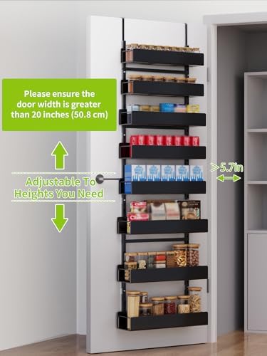 8-Tier Over Door Organizer, Sturdy Slim Hanging Spice Rack for Cabinet & Pantry, Black - Image 3