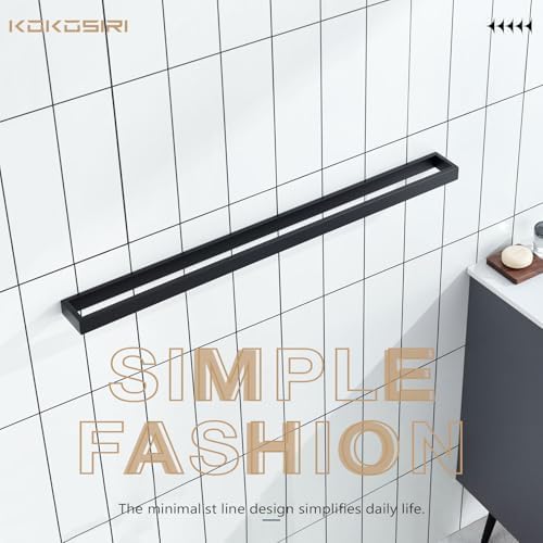 KOKOSIRI Towel Bar Matte Black Bath Towel Holder 32-Inch Kitchen Rack Stainless Steel for Bathroom Hardware Wall Mounted, 1 Pack B4008BK-L32 - Image 2