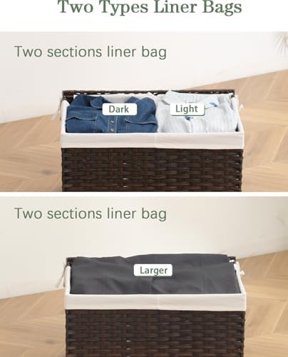 SETVSON Storage Basket with Lid Wicker Baskets for Storage, 160L Brown - Image 6