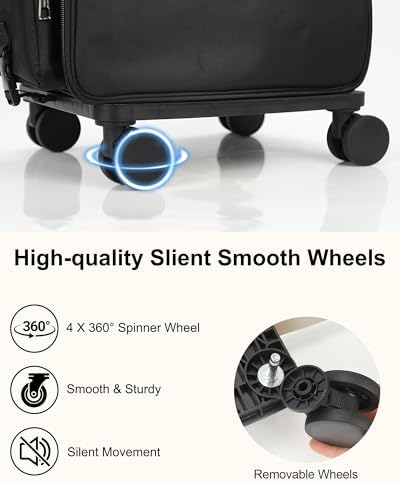 Relavel Rolling Makeup Case, Hair Tools Travel Bag Cosmetology Case on Wheels with 2 Clear Bags, Professional Hairstylist Bag Makeup Artist Storage Train Case Barber Organizer with 360° Spinner Wheels - Image 3