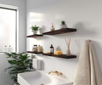 YYWUOJJ Wood Floating Shelves for Wall Decor, Rustic Wall Shelves for Bedroom Bathroom Kitchen Living Room, Set of 4 Walnut - Image 3