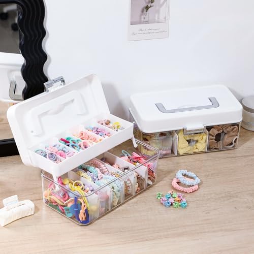 FABROK 2 Pack Portable Hair Accessories Organizer Box for Girls, Plastic - Image 2
