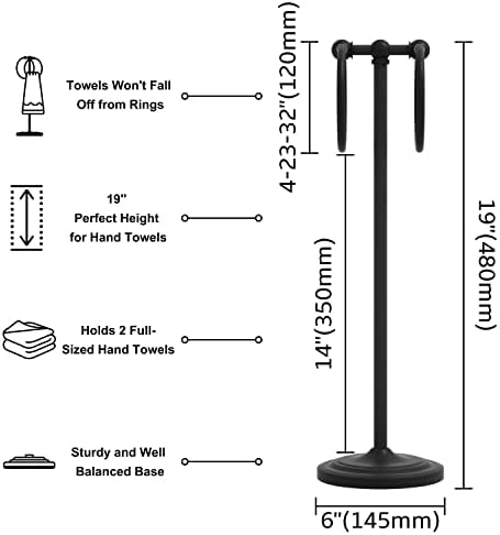 BGL Hand Towel Holder Stand for Bathroom, Hand Towel Stand for Bathroom Counter, Free Standing Towel Racks for Bathroom with Weighted Base,Matte Black - Image 2