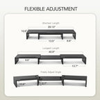 AMERIERGO Dual Monitor Stand Riser for 2 Monitors, Monitor Stand for Desk, Adjustable Computer Monitor Stand with 2 Slot, Multifunctional Desktop Organizer Stand for Laptop, PC, Computer, Printer - Image 2
