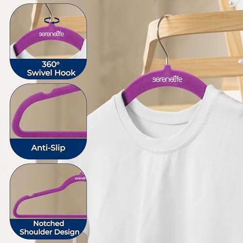 SereneLife Velvet Hangers – 50 Pack, Slim & Space Saving for Closets - Image 5