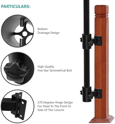 Stainless Steel Deck Umbrella Mount,Heavy Duty Patio Umbrella Holder for Deck Railing (Fit Max OD 2 Inch),Can Be Installed at Right Angles or Flat Surfaces,Black - Image 6