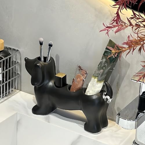 Creative Dachshund Toothbrush Holder, Cute Dachshund-Shaped Toothbrush Holders, Ceramic Bathroom Countertop Accessories, Personalized Decoration, for Bathroom Home(White) - Image 6
