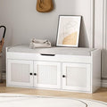40" Storage Bench - Entryway Shoe Bench with 3 Doors and Top Storage Area, Multifunctional Entryway Bench with Lift Top Cushion, Shoe Storage Bench for Bedroom, Living Room, White by AboutBrand