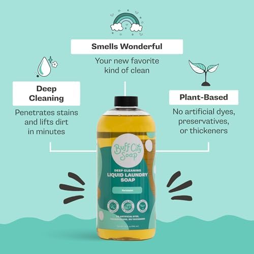 Buff City Soap - Liquid Laundry Soap Made With Simple Ingredients & No Harsh Chemicals - Cleans Tough Stains & Lifts Dirt - Juniper, Sandalwood, & Vanilla Scented Laundry Detergent - Fresh Cotton - Image 3