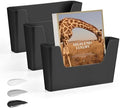JOMOLA No Drilling File Holder 3 Pack Mail Organizer Wall Mount File Organizer Holder Office Wall Hanging Files Magazines Organizer Plastic Door Mount Wall Pocket with Adhesive Pad, Black Color by JOMOLA