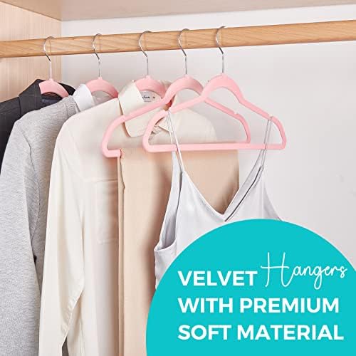 HOUSE DAY Premium Velvet Hangers 50 Pack Pink, Non-Slip Flocked Felt Hangers, Sturdy Clothes Hanger Heavy Duty Coat Hanger, Durable Slim for Closet Space Saving - Image 2