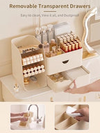 Booklov Small Makeup Organizer for Vanity Countertop, Cream - Image 5