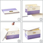 PRANDOM Collapsible Storage Bin with Lid [3-Pack] Fabric Foldable Storage Box Organizer Container Basket Cube with Cover for Home Bedroom Closet Office Nursery Purple&Cream(14.9x9.8x9.8) - Image 5