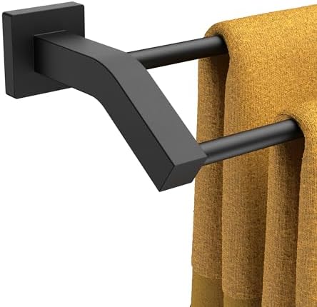 FORIOUS Double Towel Bar 24 Inch, Bathroom Towel Rack Square Matte Black by FORIOUS