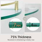 KES Glass Corner Shelf with Hooks 18/8 Stainless Steel, Tempered Glass Bathroom Corner Shelf with Rail, Shower Glass Shelf 2 Pack Wall Mounted, Brushed Gold, BGS2101A-BZ-P2 - Image 5