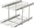 EZKAZA Pull Out Cabinet Organizer 7.5" W x 21" D, 2-Tier Kitchen Cabinet Pullout Shelf and Drawer Organizer Slide Out Pantry Storage Basket, 6.2" W x 21" D x 2.4" H for Bottom Basket Size - Image 7
