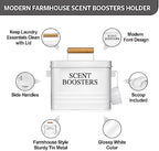 Calindiana Modern Farmhouse Metal Laundry Scent Booster Beads Dispenser Container with Scoop for Laundry Room Decor and Accessories and Space Saving Laundry Room Organization and Storage, White - Image 2