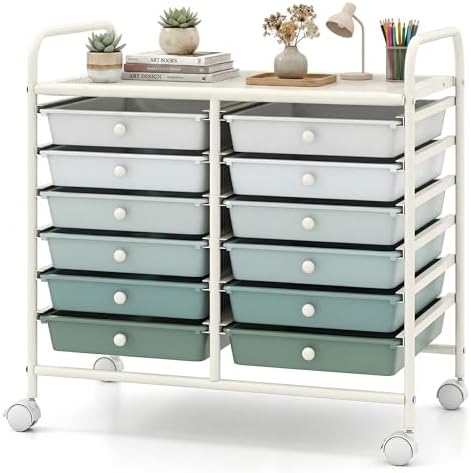 COSTWAY 12-Drawer Rolling Storage Cart, Utility Storage Organizer Cart by COSTWAY