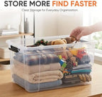 Superio 49 Quart Clear Plastic Storage Boxes with Lids, Stackable Organizer Containers, BPA-Free Storage Bins for Home, Office, School & Dorm, 6 Pack - Image 2