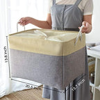 TheWarmHome Storage Bins Baskets for Organizing - Extra Jumbo 3 Pack 20.5Lx15.7Wx13.8H Sturdy Fabric Storage Basket for Shelves, Decorative Foldable Closet Nursery Toy (Gold&Grey) - Image 5