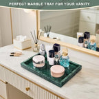 Marble Bathroom Tray for Countertop & Home Decor, Natural Decorative Marble Tray for Jewelry & Perfume Organizer, Luxury Stone Vanity Trays for Dresser, Kitchen Counter, 12" x 8", Green - Image 6