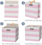11 x 11 x 11 Inch Linen Stripe Storage Cubes for Home Organizing, Pack of 4 - Image 4