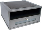 Victor Monitor Riser with Drawer and Storage Shelf - Wood Monitor Stand Desk Organizer with Faux Leather Top, Organize Office Supplies, 13 x 13 x 6.5-Inches, Classic Silver - Image 4