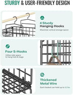 Hanging Closet Organizer, 4 Tier Metal Closet Organizers and Storage with 4 Hanging Hooks 4 S-Hooks for Wardrobe Laundry Room, Wire Storage Shelf for Clothes Sweaters Pants (Black) - Image 4