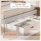 10inch 3 Pack Under Bed Storage Containers, 10 Inch Tall Underbed Clothes Storage Organizer Bin with Clear Window，Foldable Box Basket for Clothes, Closet, Bed Sheets and Blankets White - Image 3