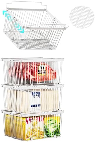 Large Freezer Organizer Bins for 5 to 9 Cu.Ft,4Pack , Leak-Proof Bottom by ANJUBAN