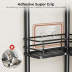 Orimade Rustproof 4 Tier Floor Standing Corner Shower Caddy Organizer with Toothbrush Holder, Large Spacing Floor Shower Shelf Rack Storage Stands with Hooks for Bathroom Kitchen, Black - Image 5