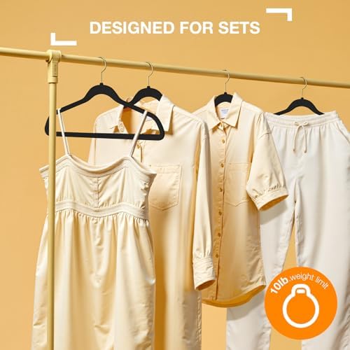 Korpai 60 Pack Black Velvet Hangers,Felt Hangers with Gold 360 Swivel Hook,Suit Hanger for Closet Organizer, Non Slip,Heavy-Duty,Space Saving,Slim Clothes Hangers for Coats,Outfit,Shirts,Suits,ect - Image 6